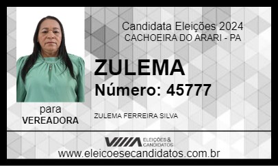 Candidato ZULEMA 2024 - CACHOEIRA DO ARARI - Eleições