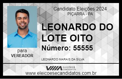 Candidato LEONARDO DO LOTE OITO 2024 - PIÇARRA - Eleições