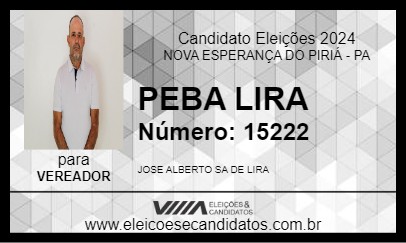 Candidato PEBA LIRA 2024 - NOVA ESPERANÇA DO PIRIÁ - Eleições