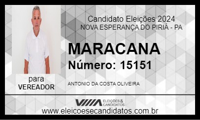 Candidato MARACANA 2024 - NOVA ESPERANÇA DO PIRIÁ - Eleições