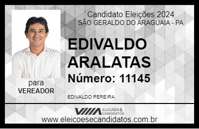 Candidato EDIVALDO ARALATAS 2024 - SÃO GERALDO DO ARAGUAIA - Eleições