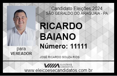 Candidato RICARDO BAIANO 2024 - SÃO GERALDO DO ARAGUAIA - Eleições