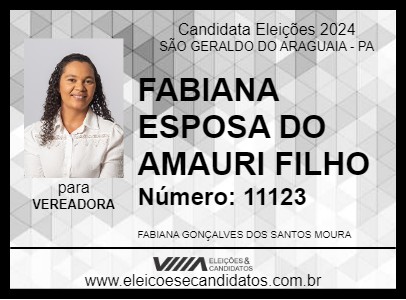 Candidato FABIANA ESPOSA DO AMAURI FILHO 2024 - SÃO GERALDO DO ARAGUAIA - Eleições