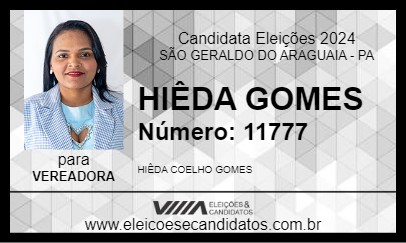 Candidato HIÊDA GOMES 2024 - SÃO GERALDO DO ARAGUAIA - Eleições