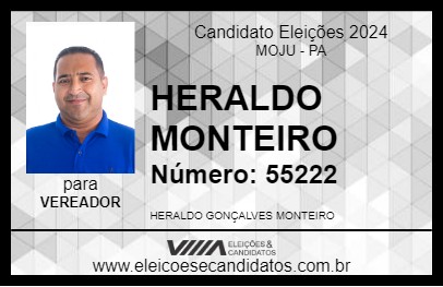 Candidato HERALDO MONTEIRO 2024 - MOJU - Eleições