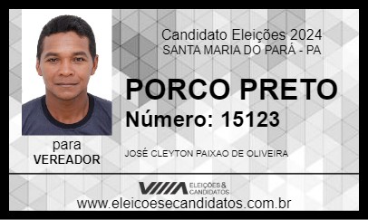 Candidato PORCO PRETO 2024 - SANTA MARIA DO PARÁ - Eleições