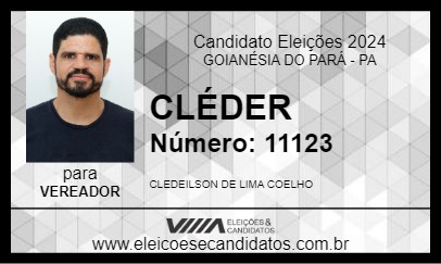 Candidato CLÉDER 2024 - GOIANÉSIA DO PARÁ - Eleições