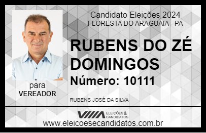 Candidato RUBENS DO ZÉ DOMINGOS 2024 - FLORESTA DO ARAGUAIA - Eleições