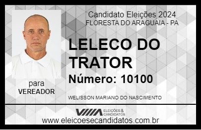 Candidato LELECO DO TRATOR 2024 - FLORESTA DO ARAGUAIA - Eleições