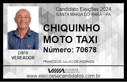 Candidato CHIQUINHO MOTO TAXI 2024 - SANTA MARIA DO PARÁ - Eleições