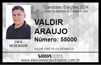 Candidato VALDIR ARAUJO 2024 - SANTA MARIA DO PARÁ - Eleições