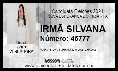 Candidato IRMÃ SILVANA 2024 - NOVA ESPERANÇA DO PIRIÁ - Eleições