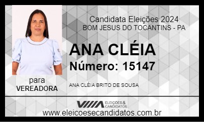 Candidato ANA CLÉIA 2024 - BOM JESUS DO TOCANTINS - Eleições