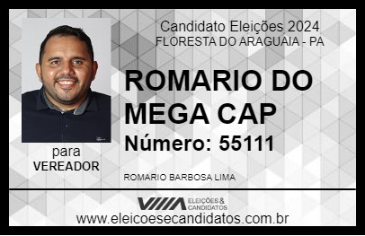 Candidato ROMARIO DO MEGA CAP 2024 - FLORESTA DO ARAGUAIA - Eleições