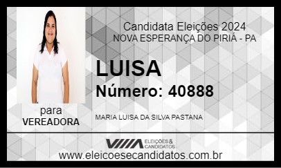 Candidato LUISA 2024 - NOVA ESPERANÇA DO PIRIÁ - Eleições