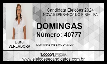 Candidato DOMINGAS 2024 - NOVA ESPERANÇA DO PIRIÁ - Eleições