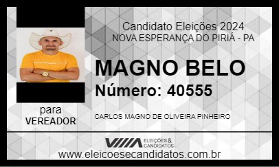 Candidato MAGNO BELO 2024 - NOVA ESPERANÇA DO PIRIÁ - Eleições