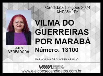 Candidato VILMA DO GUERREIRAS POR MARABÁ 2024 - MARABÁ - Eleições