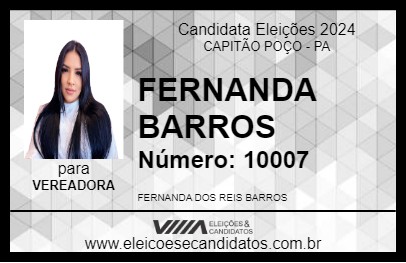 Candidato FERNANDA BARROS 2024 - CAPITÃO POÇO - Eleições