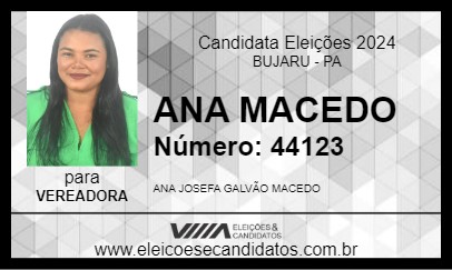 Candidato ANA MACEDO 2024 - BUJARU - Eleições