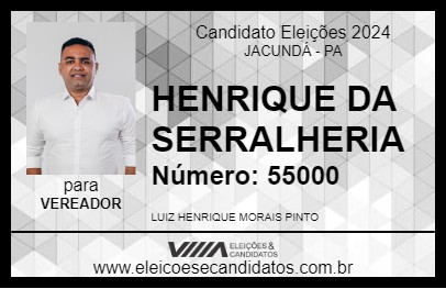 Candidato HENRIQUE DA SERRALHERIA 2024 - JACUNDÁ - Eleições