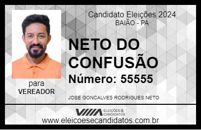 Candidato NETO DO CONFUSÃO 2024 - BAIÃO - Eleições