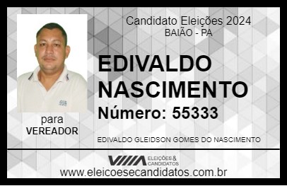 Candidato EDIVALDO NASCIMENTO 2024 - BAIÃO - Eleições