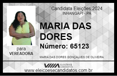 Candidato MARIA DAS DORES 2024 - INHANGAPI - Eleições