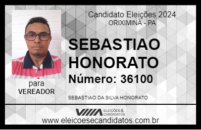 Candidato SEBASTIAO HONORATO 2024 - ORIXIMINÁ - Eleições