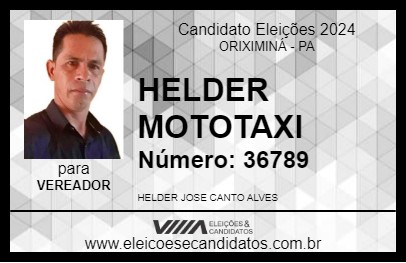 Candidato HELDER MOTOTAXI 2024 - ORIXIMINÁ - Eleições