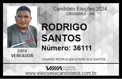 Candidato RODRIGO SANTOS 2024 - ORIXIMINÁ - Eleições