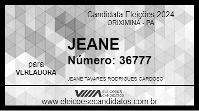 Candidato JEANE 2024 - ORIXIMINÁ - Eleições