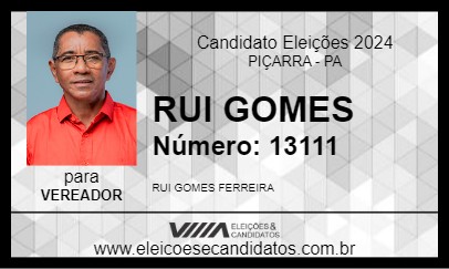 Candidato RUI GOMES  2024 - PIÇARRA - Eleições