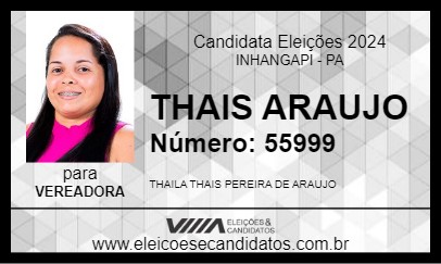 Candidato THAIS ARAUJO 2024 - INHANGAPI - Eleições