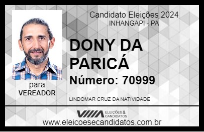 Candidato DONY DA PARICÁ 2024 - INHANGAPI - Eleições