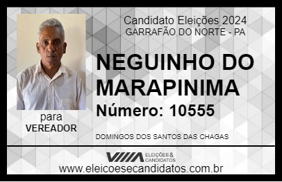 Candidato NEGUINHO DO MARAPINIMA 2024 - GARRAFÃO DO NORTE - Eleições