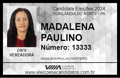 Candidato MADALENA PAULINO 2024 - OURILÂNDIA DO NORTE - Eleições