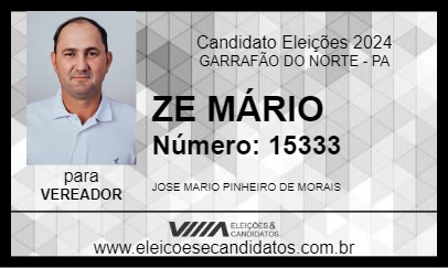 Candidato ZE MÁRIO 2024 - GARRAFÃO DO NORTE - Eleições