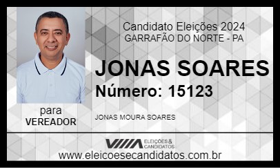 Candidato JONAS SOARES 2024 - GARRAFÃO DO NORTE - Eleições