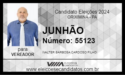 Candidato JUNHÃO 2024 - ORIXIMINÁ - Eleições