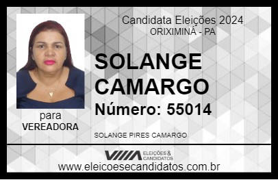 Candidato SOLANGE CAMARGO 2024 - ORIXIMINÁ - Eleições