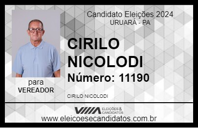 Candidato CIRILO NICOLODI 2024 - URUARÁ - Eleições