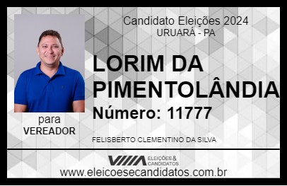 Candidato LORIM DA PIMENTOLÂNDIA 2024 - URUARÁ - Eleições