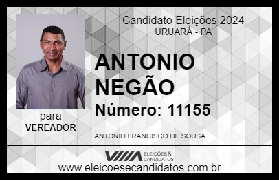 Candidato ANTONIO NEGÃO 2024 - URUARÁ - Eleições