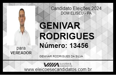 Candidato GENIVAR RODRIGUES 2024 - DOM ELISEU - Eleições