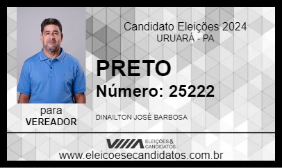 Candidato PRETO 2024 - URUARÁ - Eleições