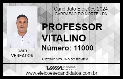 Candidato PROFESSOR VITALINO 2024 - GARRAFÃO DO NORTE - Eleições