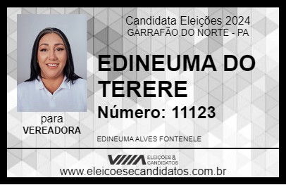 Candidato EDINEUMA DO TERERE 2024 - GARRAFÃO DO NORTE - Eleições