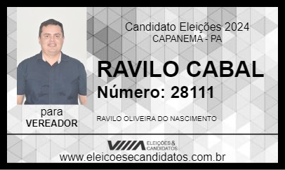 Candidato RAVILO CABAL 2024 - CAPANEMA - Eleições