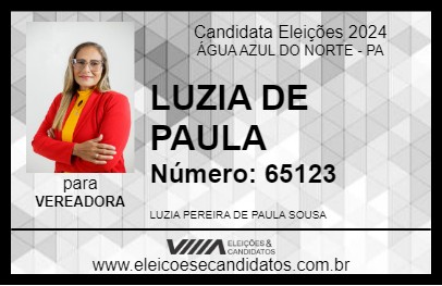 Candidato LUZIA DE PAULA 2024 - ÁGUA AZUL DO NORTE - Eleições